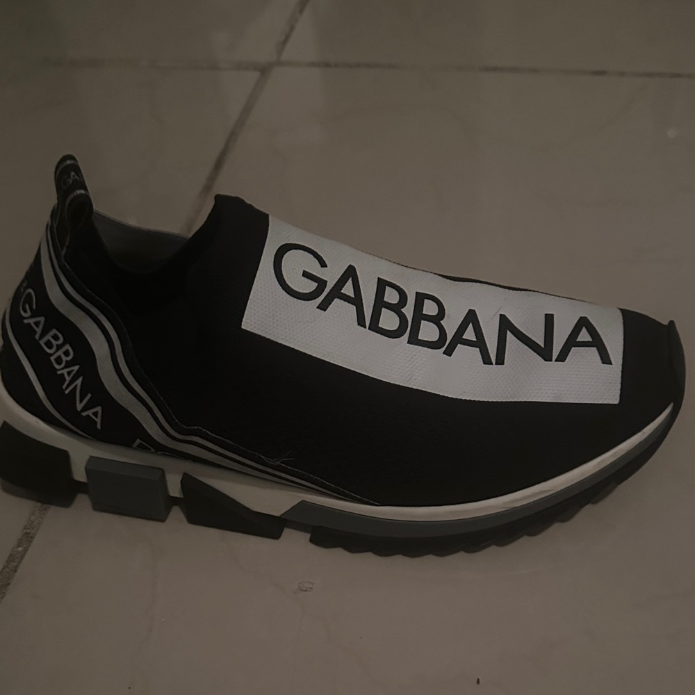 Dolce & Gabbana Black and White Slip-On Sneakers